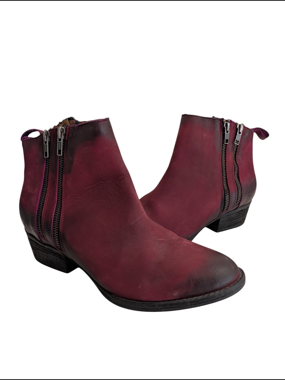 Circle G Burgundy Oxblood Leather Side-Zip Ankle Booties Western Size 10M